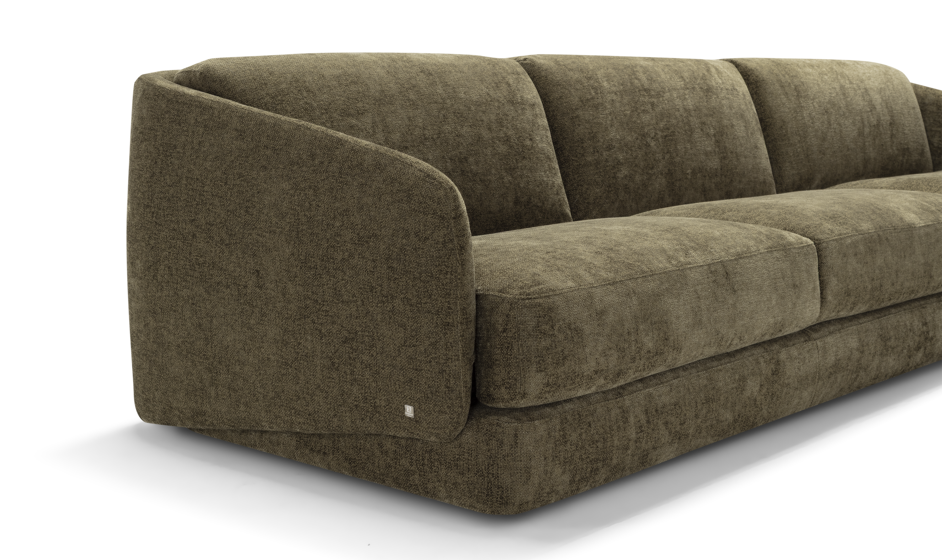 Klaussner Italia Cantico L-Shape Sleeper Sectional Sofa Chaise in Olive Green