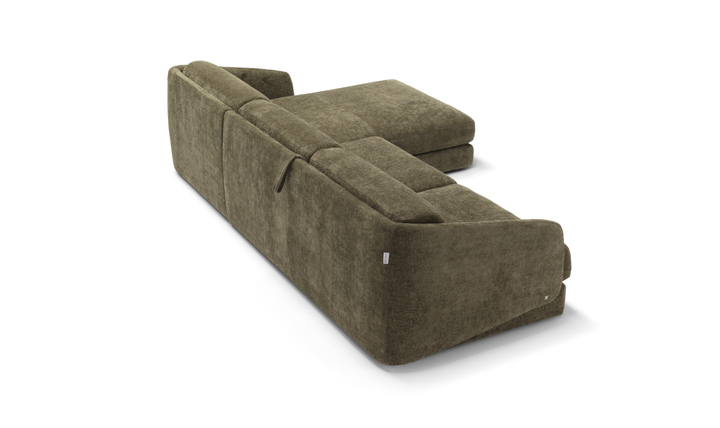 Cantico L-Shape Sleeper Sectional Sofa Chaise in Brown-Jennifer Furniture