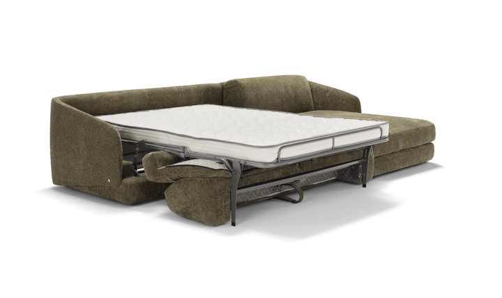 Cantico L-Shape Sleeper Sectional Sofa Chaise in Brown-Jennifer Furniture