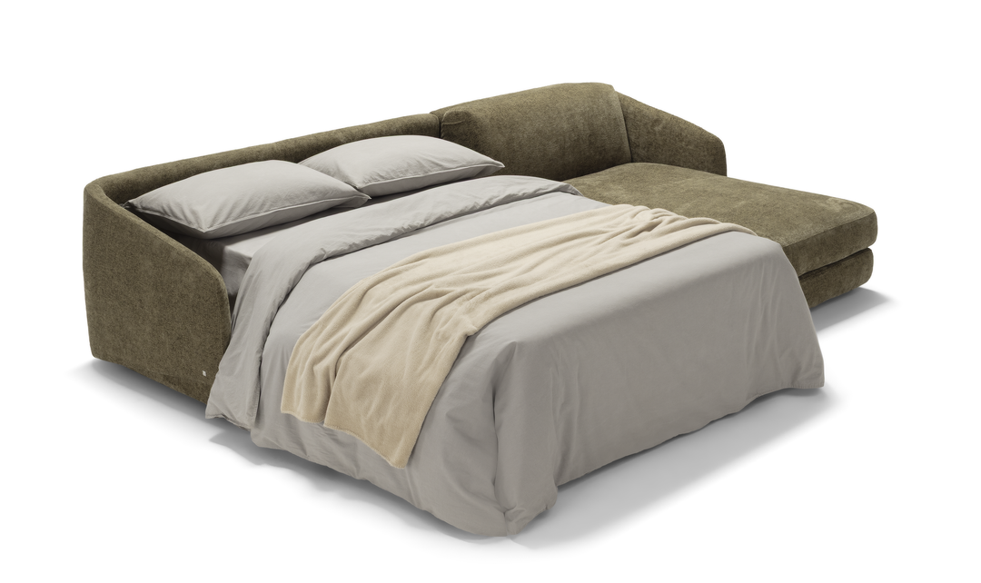 Cantico L-Shape Sleeper Sectional Sofa Chaise in Brown-Jennifer Furniture