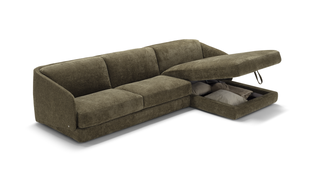 Cantico L-Shape Sleeper Sectional Sofa Chaise in Brown
