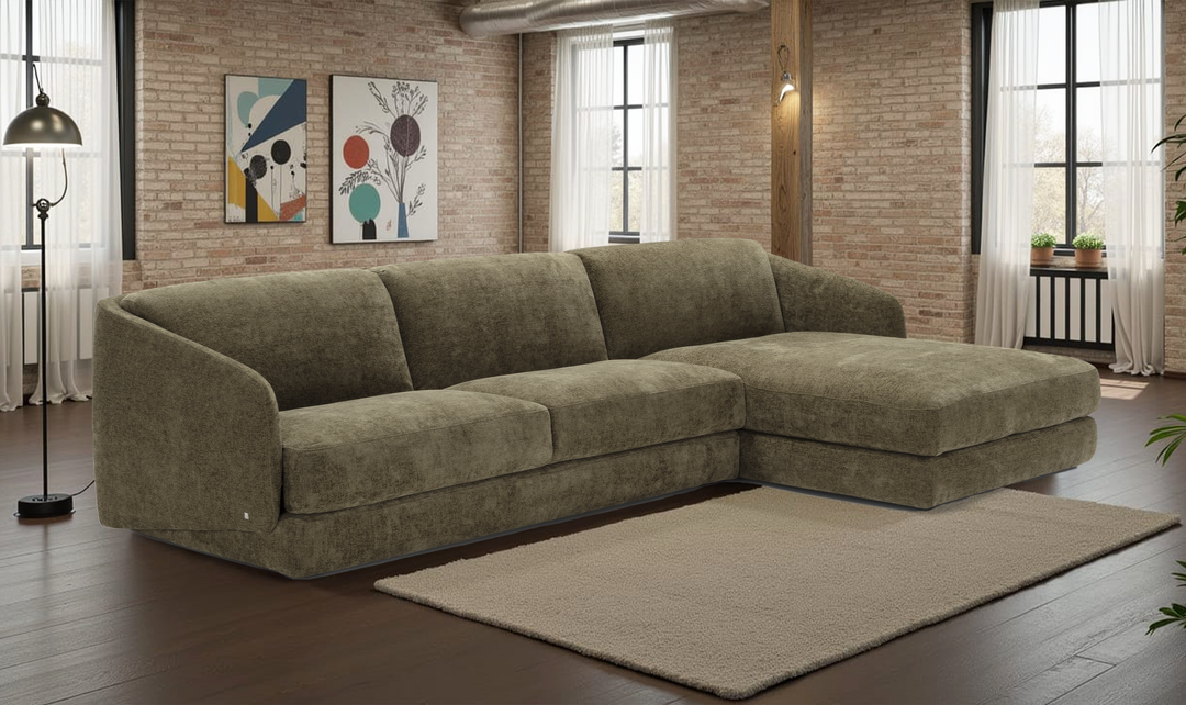 Cantico L-Shape Sleeper Sectional Sofa Chaise in Brown-Jennifer Furniture