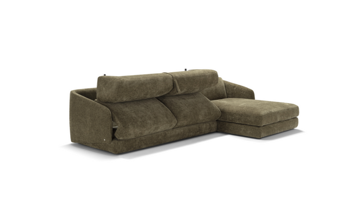 Cantico L-Shape Sleeper Sectional Sofa Chaise in Brown