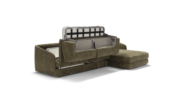 Cantico L-Shape Sleeper Sectional Sofa Chaise in Brown