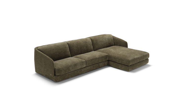Cantico L-Shape Sleeper Sectional Sofa Chaise in Brown