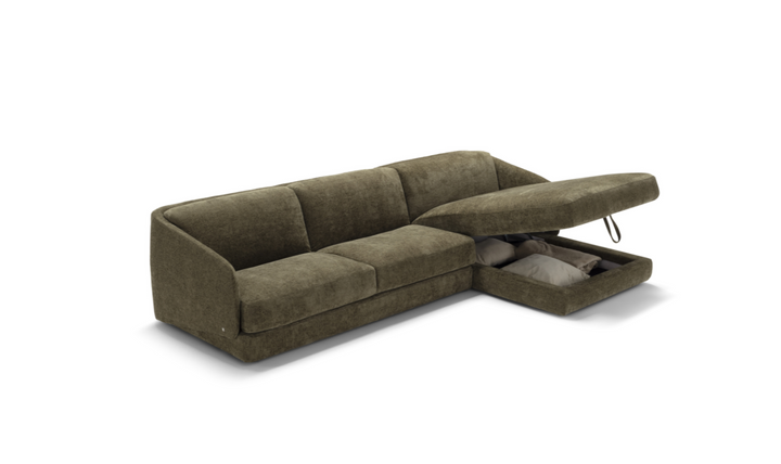 Cantico L-Shape Sleeper Sectional Sofa Chaise in Brown