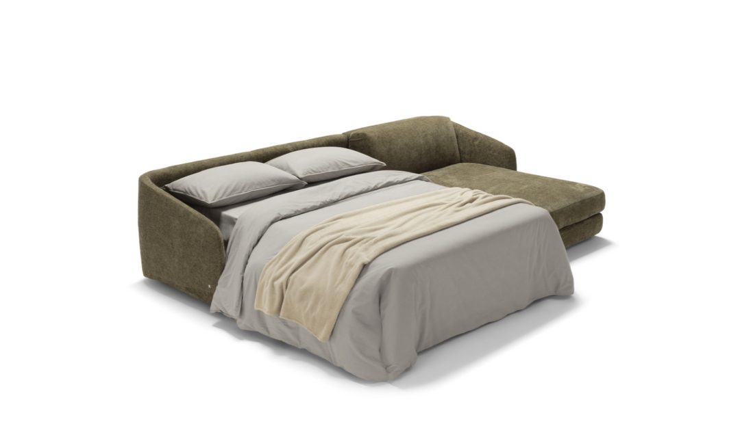 Cantico L-Shape Sleeper Sectional Sofa Chaise in Brown