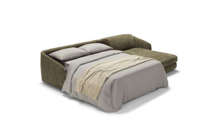 Cantico L-Shape Sleeper Sectional Sofa Chaise in Brown