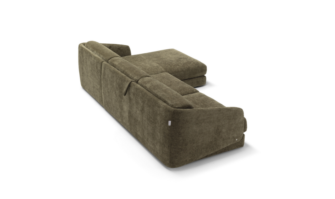 Cantico L-Shape Sleeper Sectional Sofa Chaise in Brown