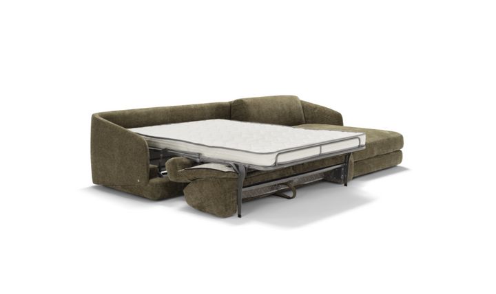 Cantico L-Shape Sleeper Sectional Sofa Chaise in Brown