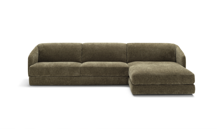 Cantico L-Shape Sleeper Sectional Sofa Chaise in Brown