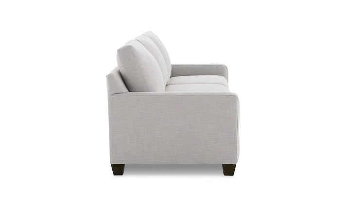 Bassett Carolina Stationary Fabric Sofa with Thin Track Arm in Gray