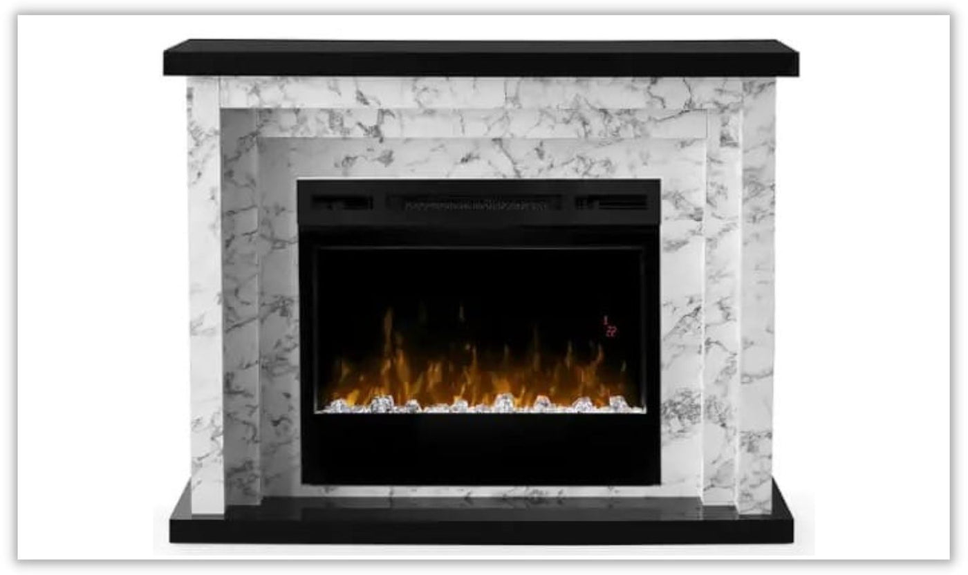 Carrara Fireplace Mantle with Logs Insert