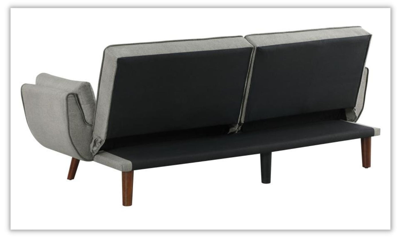 Caufield Biscuit-Tufted Gray Fabric Sleeper Sofa Bed