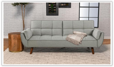 Caufield Biscuit-Tufted Gray Fabric Sleeper Sofa Bed