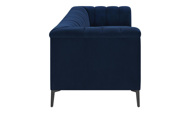 Coaster Chalet Blue Velvet Fabric Tuxedo Arm Sofa