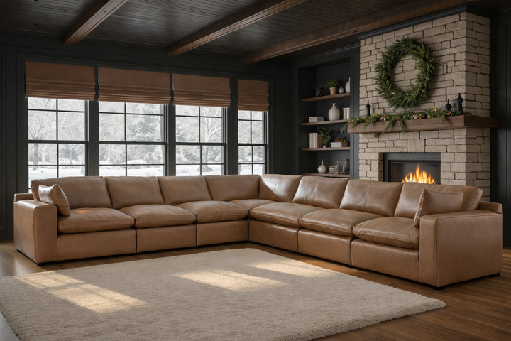 Modern Heritage Emilia 7-Piece Leather Sectional Sofa