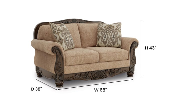 Modern Heritage Chelsworth Golden Fabric Loveseat - Jennifer Furniture