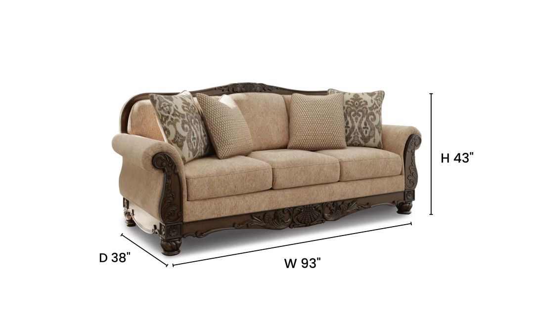 Modern Heritage Chelsworth Golden Fabric Sofa - Jennifer Furniture