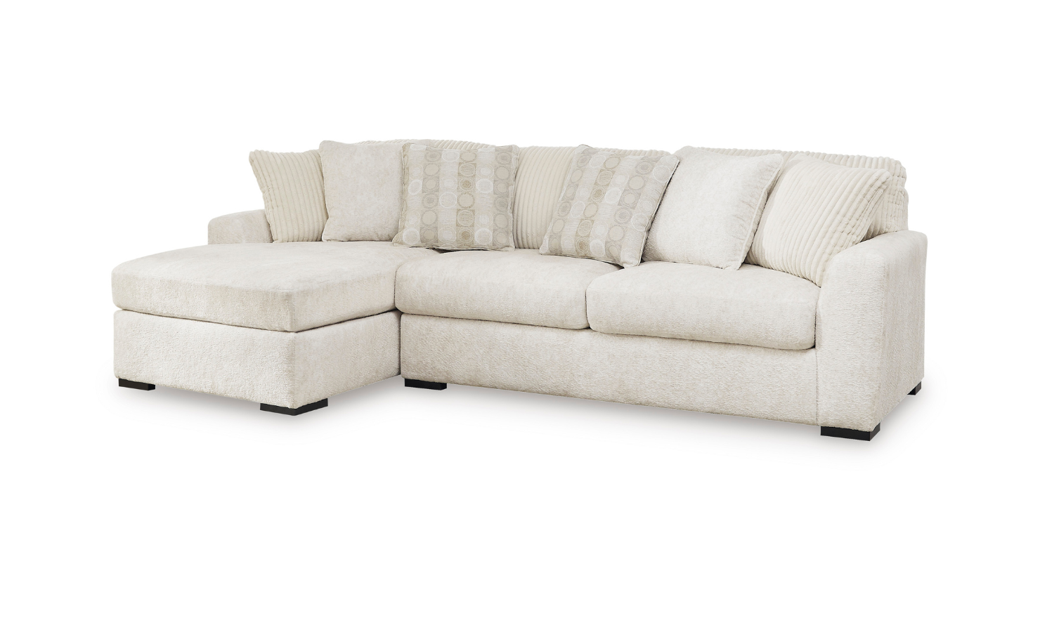 Modern Heritage Chessington Fabric Sectional with Chaise in Ivory