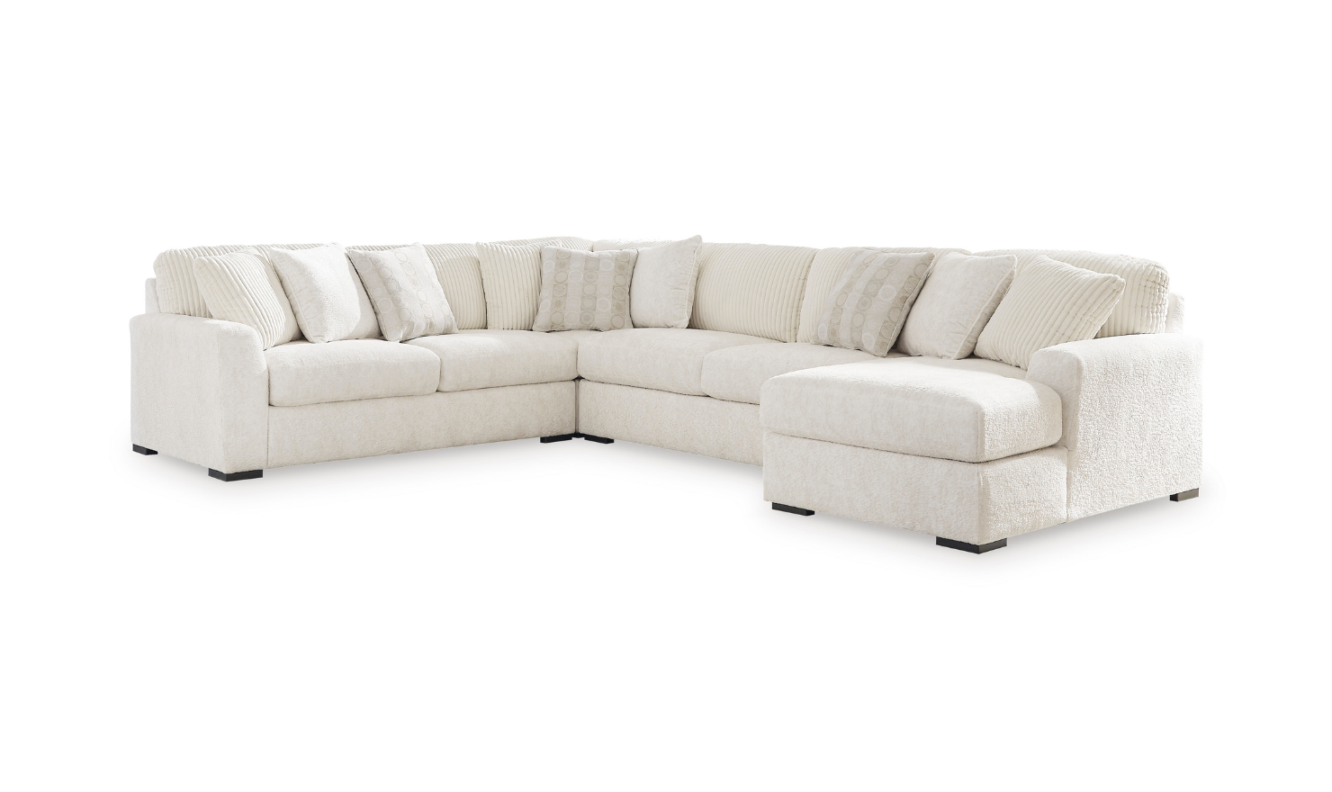 Modern Heritage Chessington Fabric Sectional with Chaise in Ivory