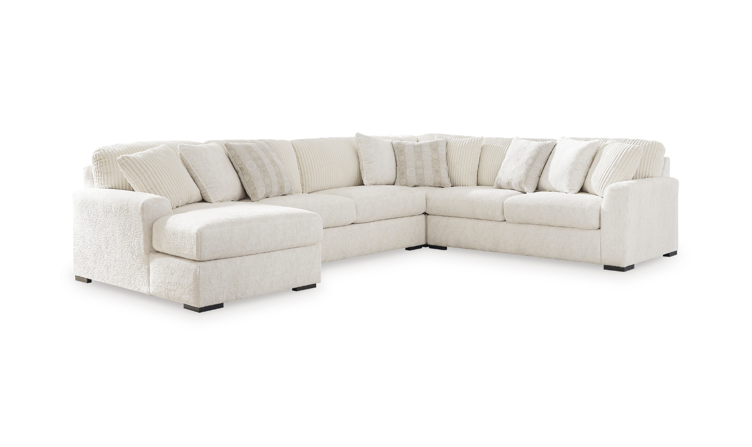 Modern Heritage Chessington Fabric Sectional with Chaise in Ivory