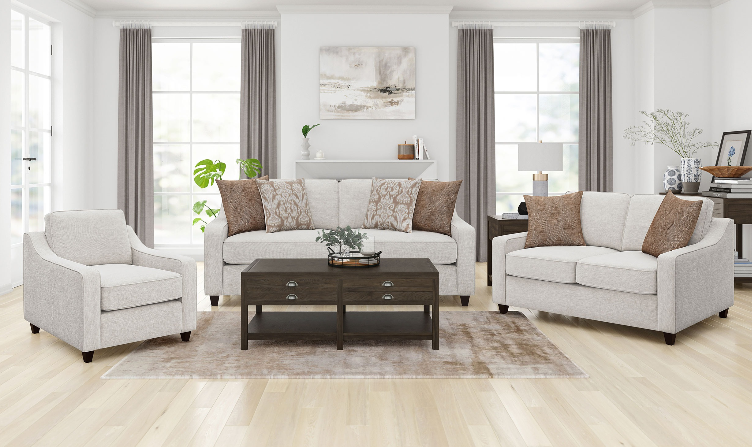 Christine Stationary Fabric Living Room Set -Jenifer Furniture