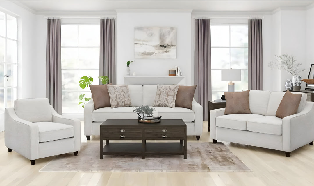 Christine Stationary Fabric Living Room Set in Beige-Jennifer Furniture