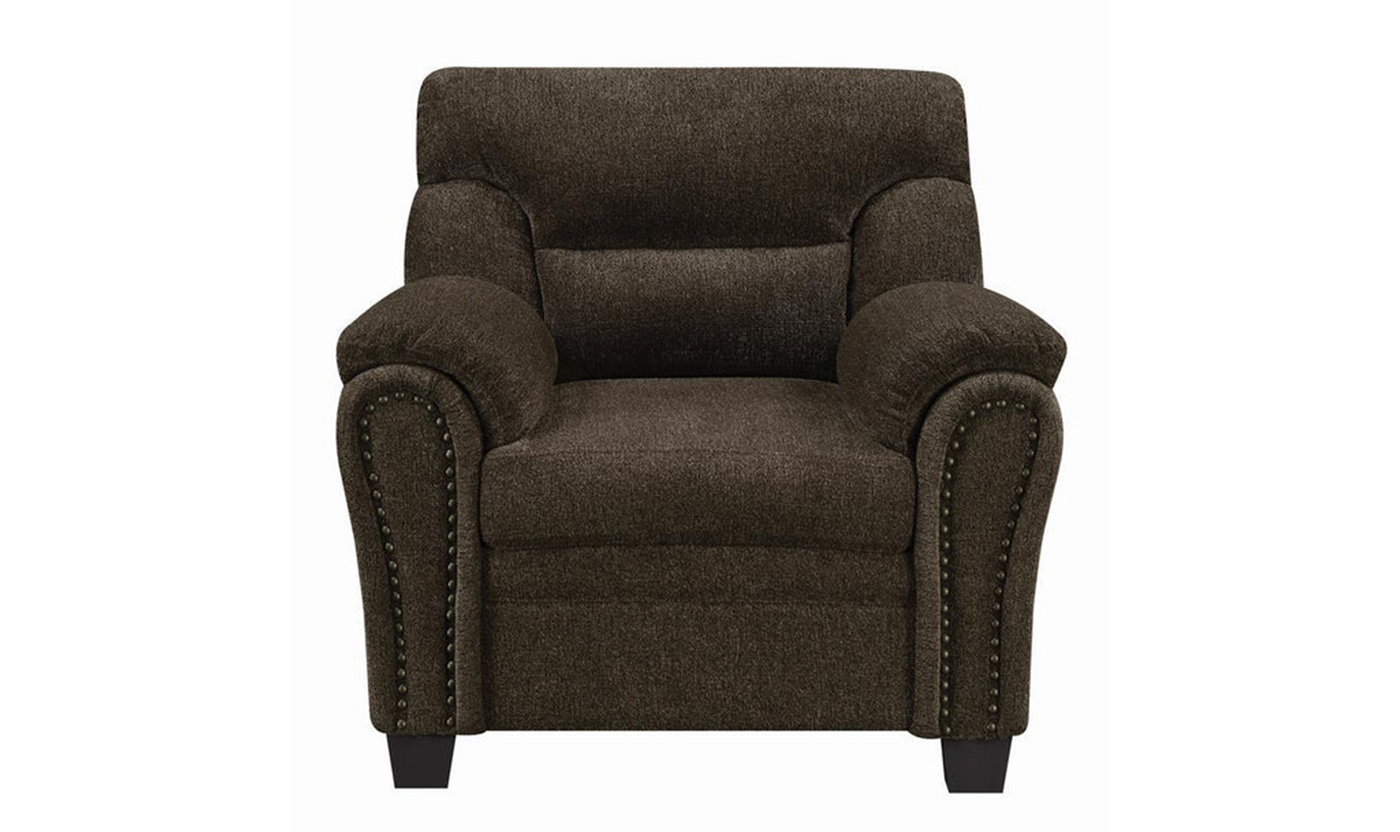 Clementine Upholstered Chair with Nailhead Trim Grey and Brown