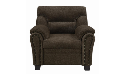 Clementine Upholstered Chair with Nailhead Trim Grey and Brown