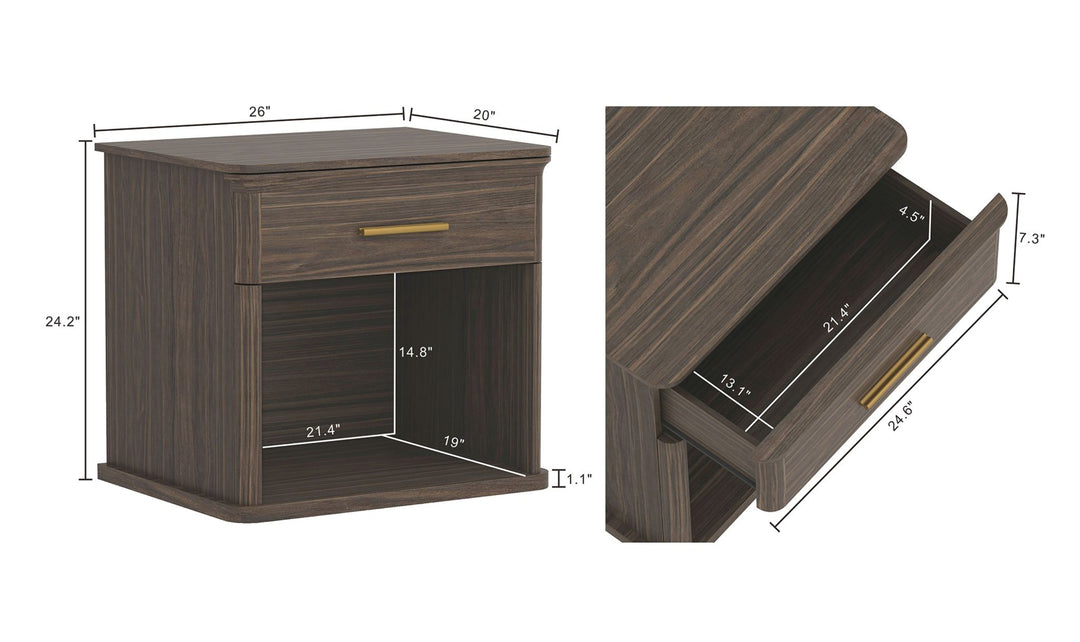 Manhattan Comfort Clifford Nightstand With One Drawer-Jennifer Furniture
