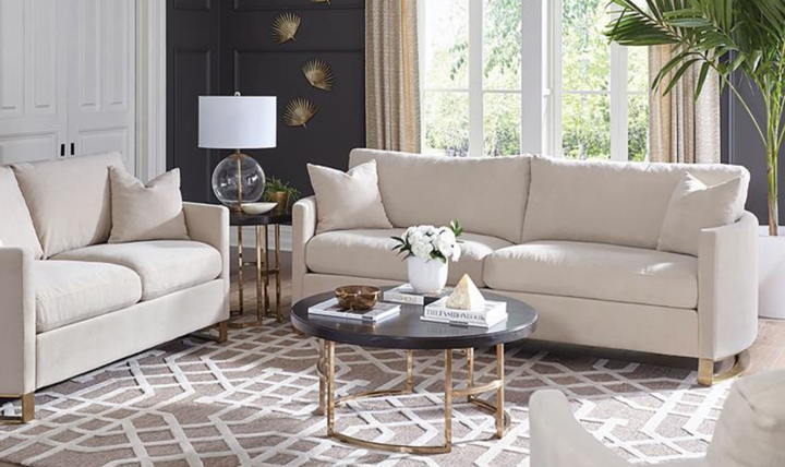 Coaster Corliss 3-Seater Fabric Sofa Recessed Arms in Beige-Jenniferfurniture