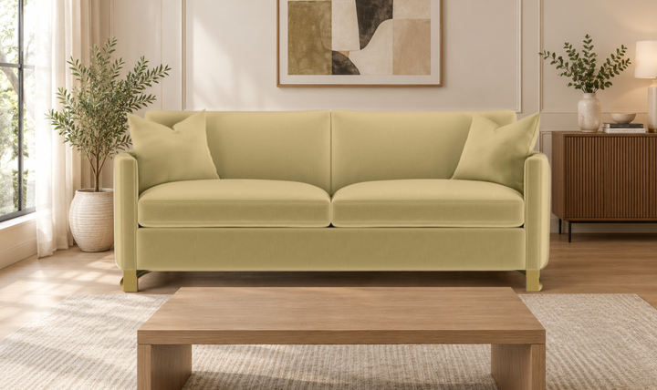Coaster Corliss 3-Seater Fabric Sofa Recessed Arms in Beige-Jenniferfurniture