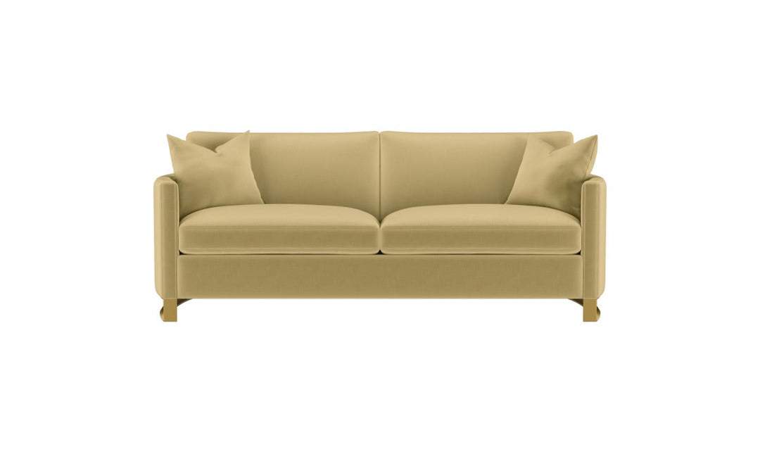 Corliss Beige Fabric Living Room Set with Recessed Arms