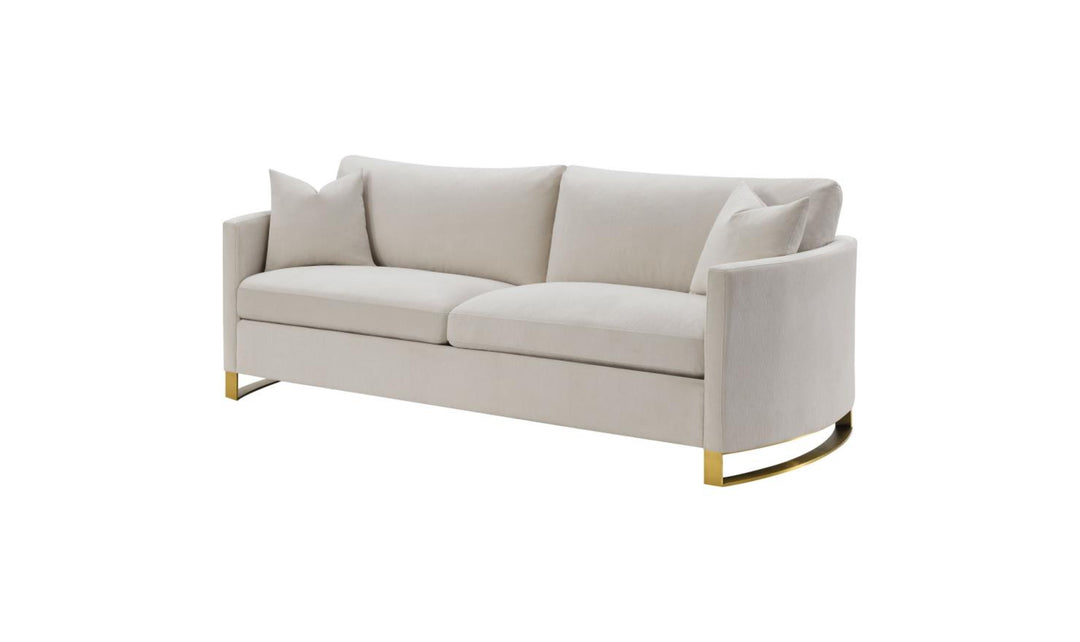 Coaster Corliss 3-Seater Fabric Sofa Recessed Arms in Beige-Jenniferfurniture