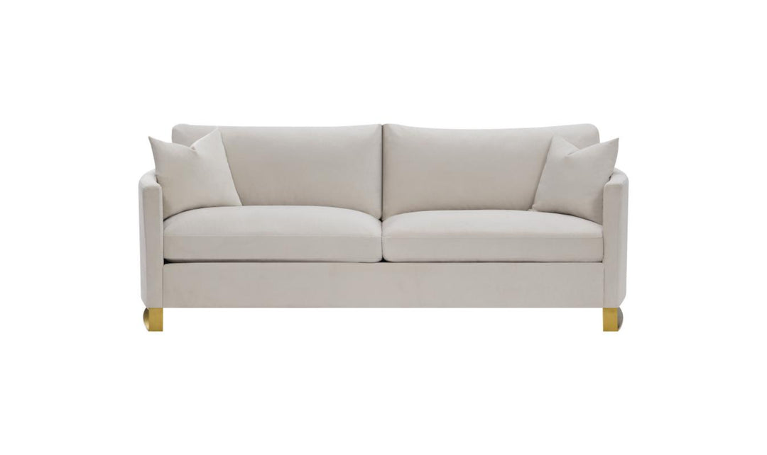 Corliss Beige Fabric Living Room Set with Recessed Arms