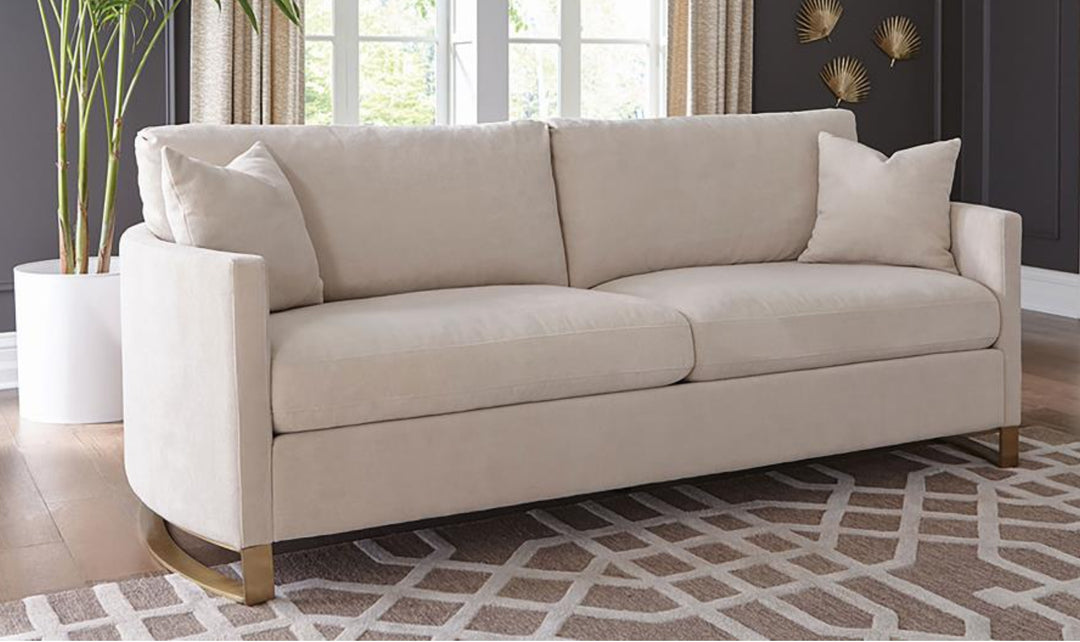 Coaster Corliss 3-Seater Fabric Sofa Recessed Arms in Beige-Jenniferfurniture