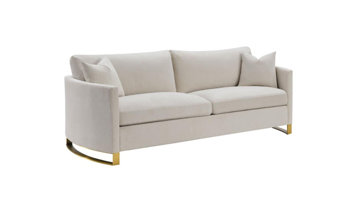 Corliss Beige Fabric Living Room Set with Recessed Arms