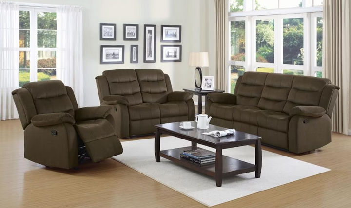 Coaster Furniture Rodman Tufted Back Motion Loveseat in Brown
