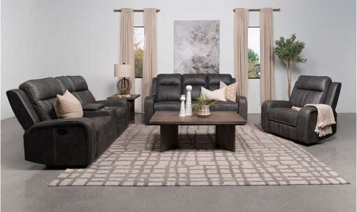 Coaster Raelynn Upholstered Track Arm Motion Sofa