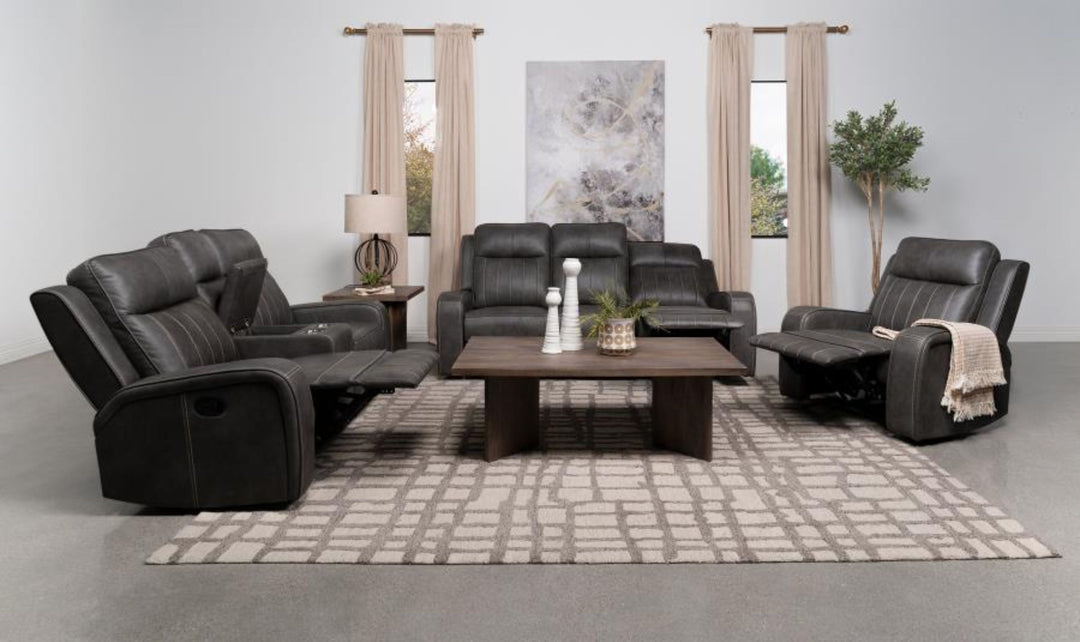 Coaster Raelynn Upholstered Track Arm Motion Sofa