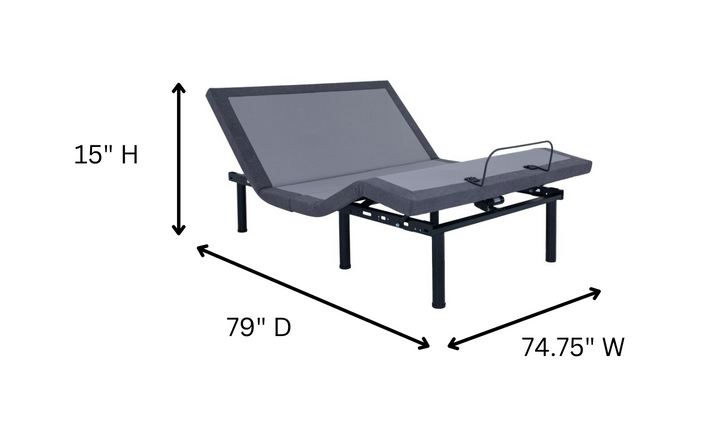 Coaster Negan Eastern King Power Adjustable Bed Base in Grey and Black