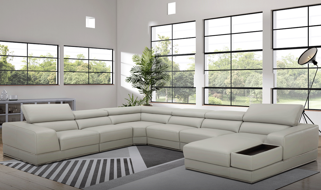ESF Cocoon U-Shaped 7 Seater Sectional Sofa with Storage in Gray
