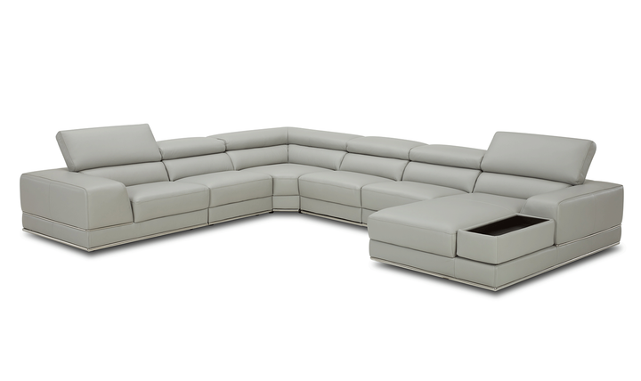 ESF Cocoon U-Shaped 7 Seater Sectional Sofa with Storage in Gray