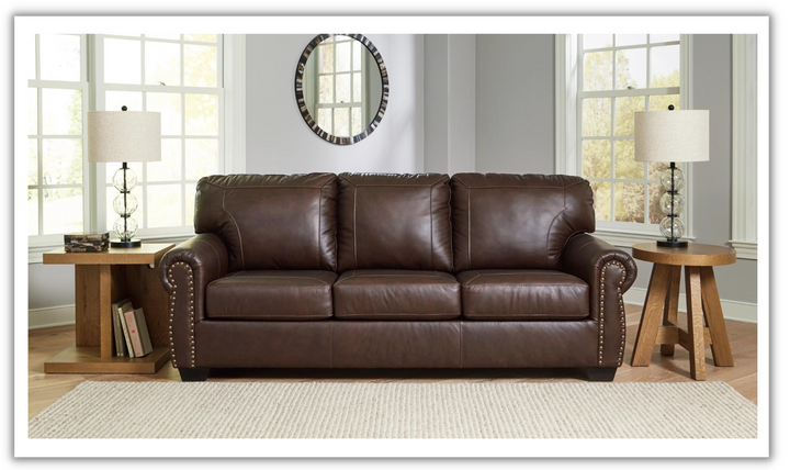 Modern Heritage Colleton 3-Seater Dark Brown Leather Sofa with Rolled Arms