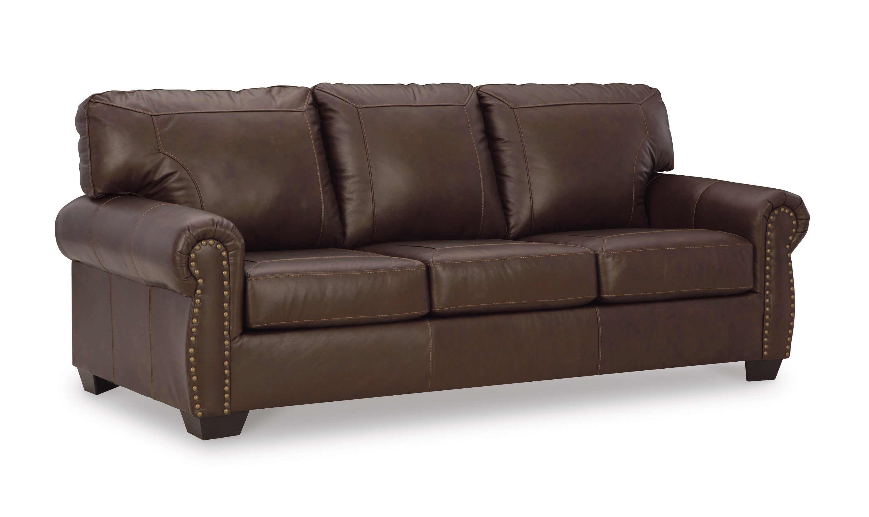 Colleton 3-Seater Dark Brown Leather Sofa with Rolled Arms-Jennifer Furniture