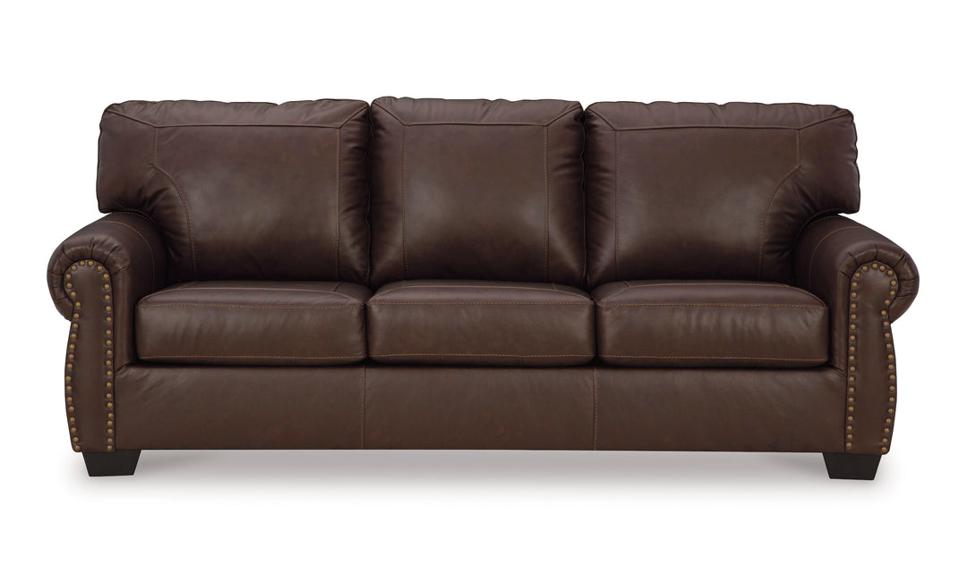Colleton 3-Seater Dark Brown Leather Sofa with Rolled Arms-Jennifer Furniture