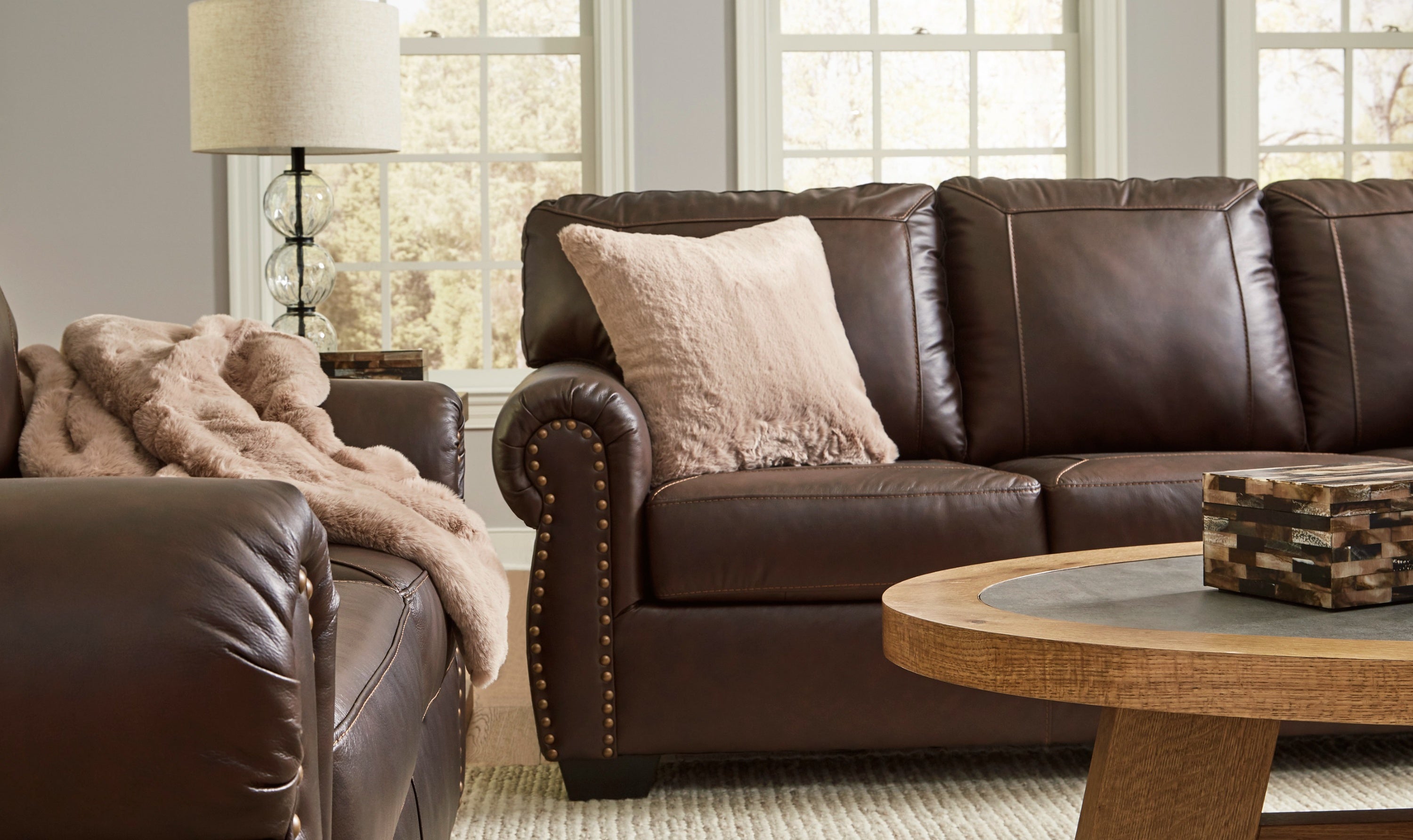 Colleton 3-Seater Dark Brown Leather Sofa with Rolled Arms-Jennifer Furniture
