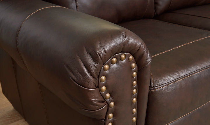 Colleton 3-Seater Dark Brown Leather Sofa with Rolled Arms-Jennifer Furniture