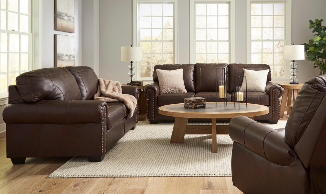 Colleton Dark Brown Leather Living Room Set